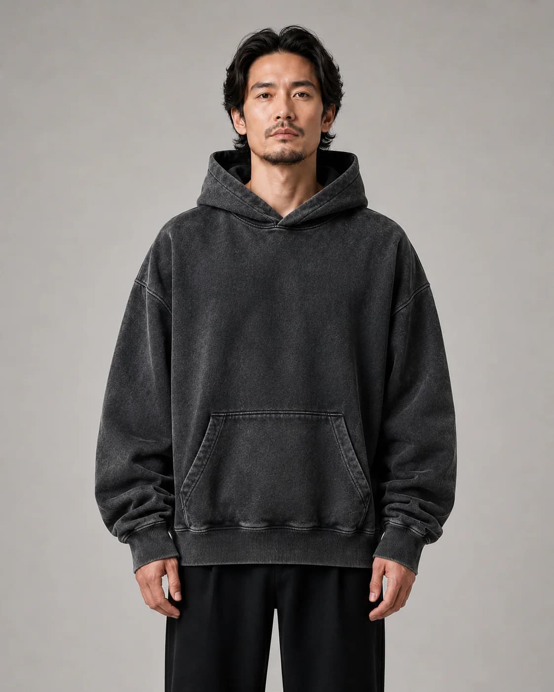 Custom hoodies and sweatshirts with fabric trim and wash development