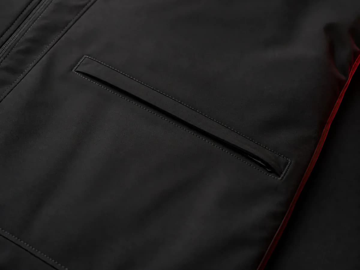 Outerwear welt pocket construction detail