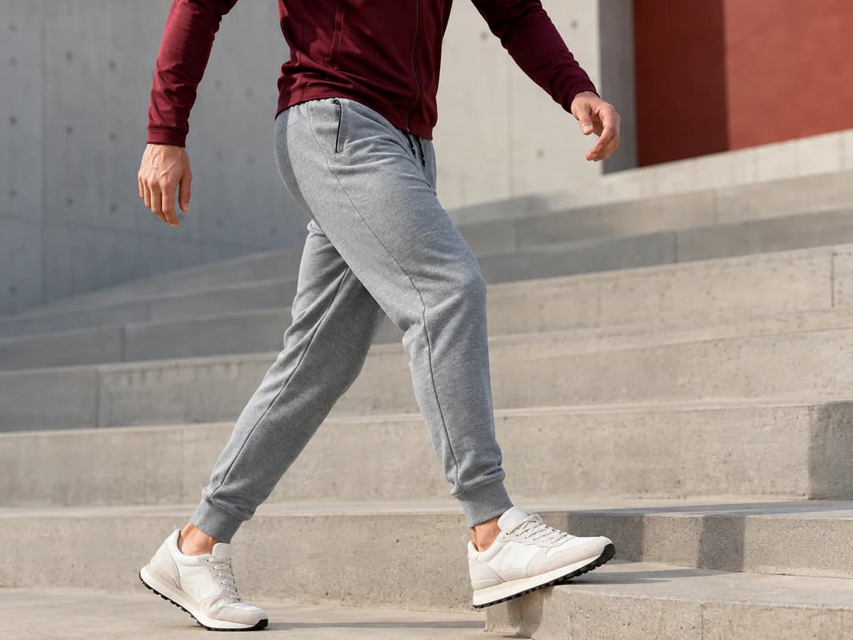 Jogger sweatpants with elastic cuff and drawcord waist
