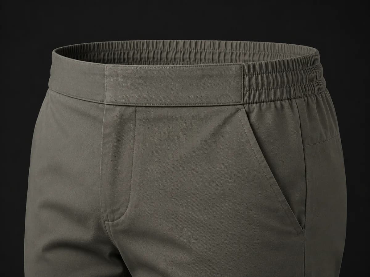 Half-Elastic Waistband pants waistband construction detail
