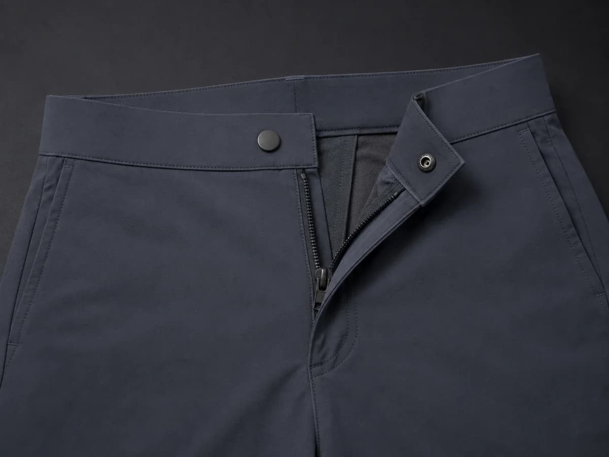 Snap & Zipper Fly pants waistband construction detail