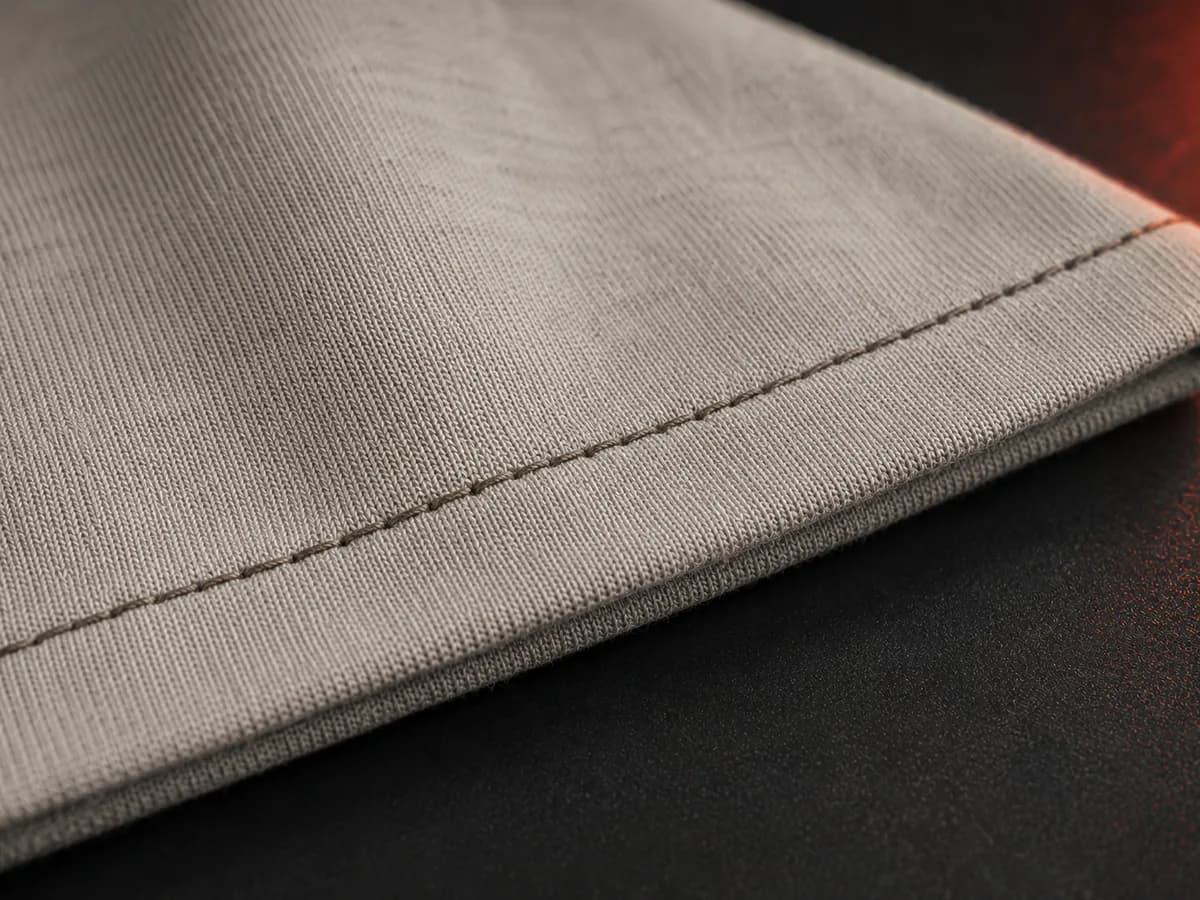 Single-Needle T-shirt stitching close-up