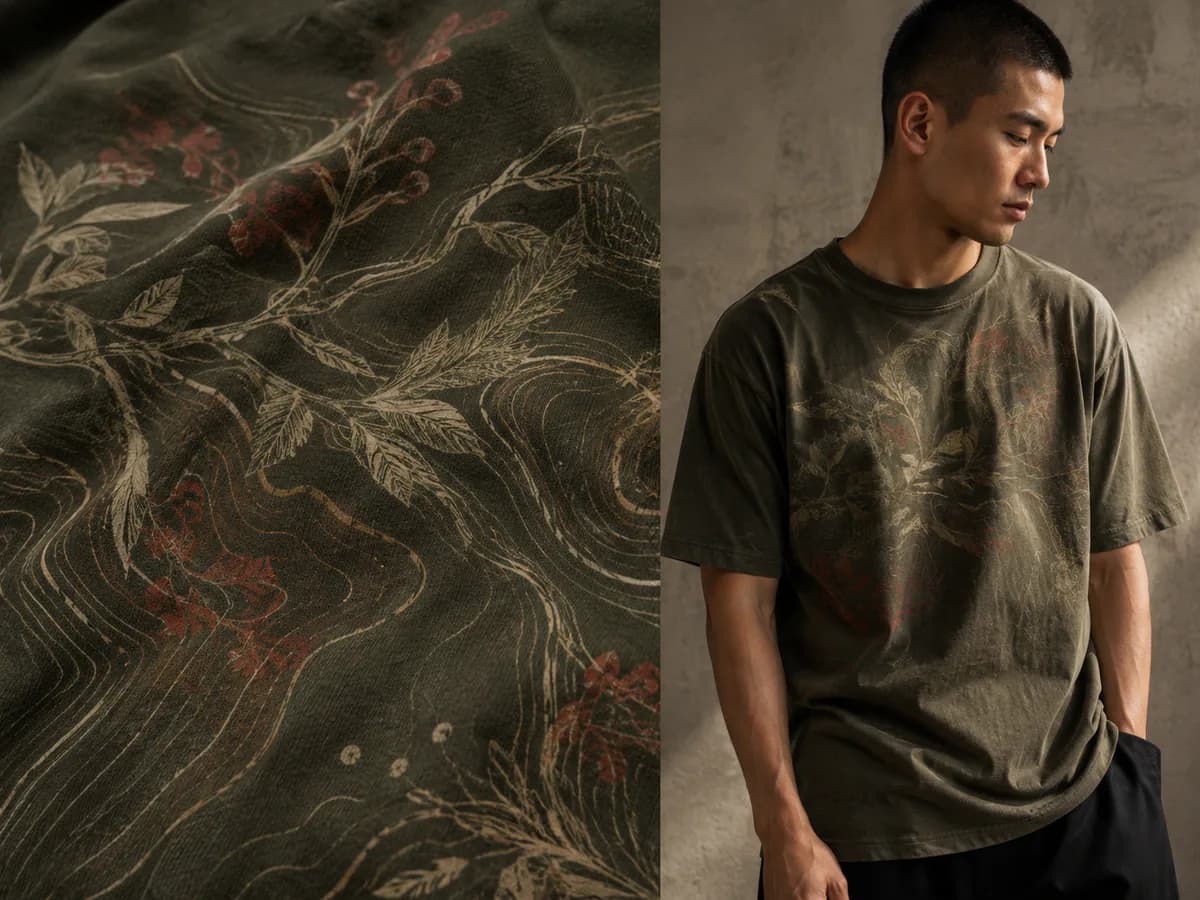 Water-Based / Discharge Printing applied on a T-shirt