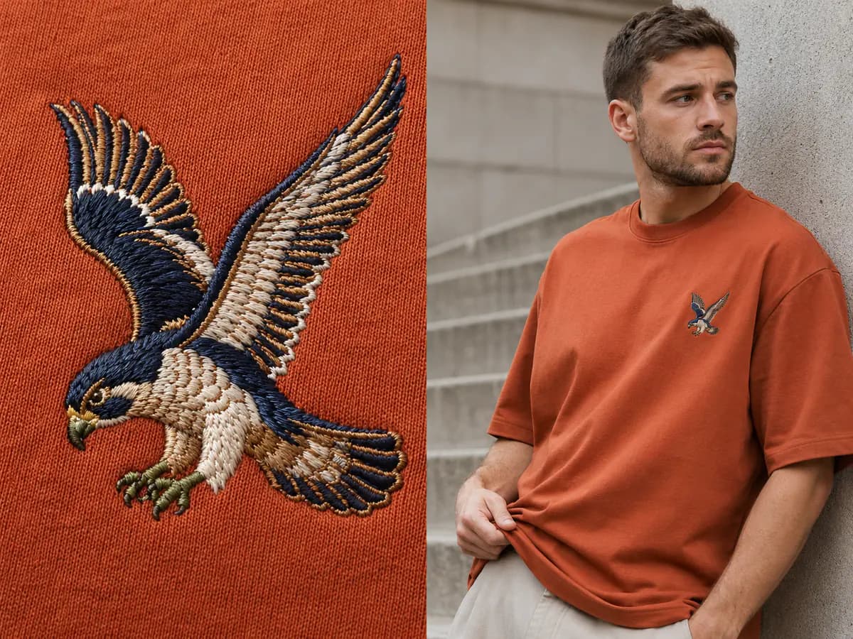 Embroidery applied on a T-shirt