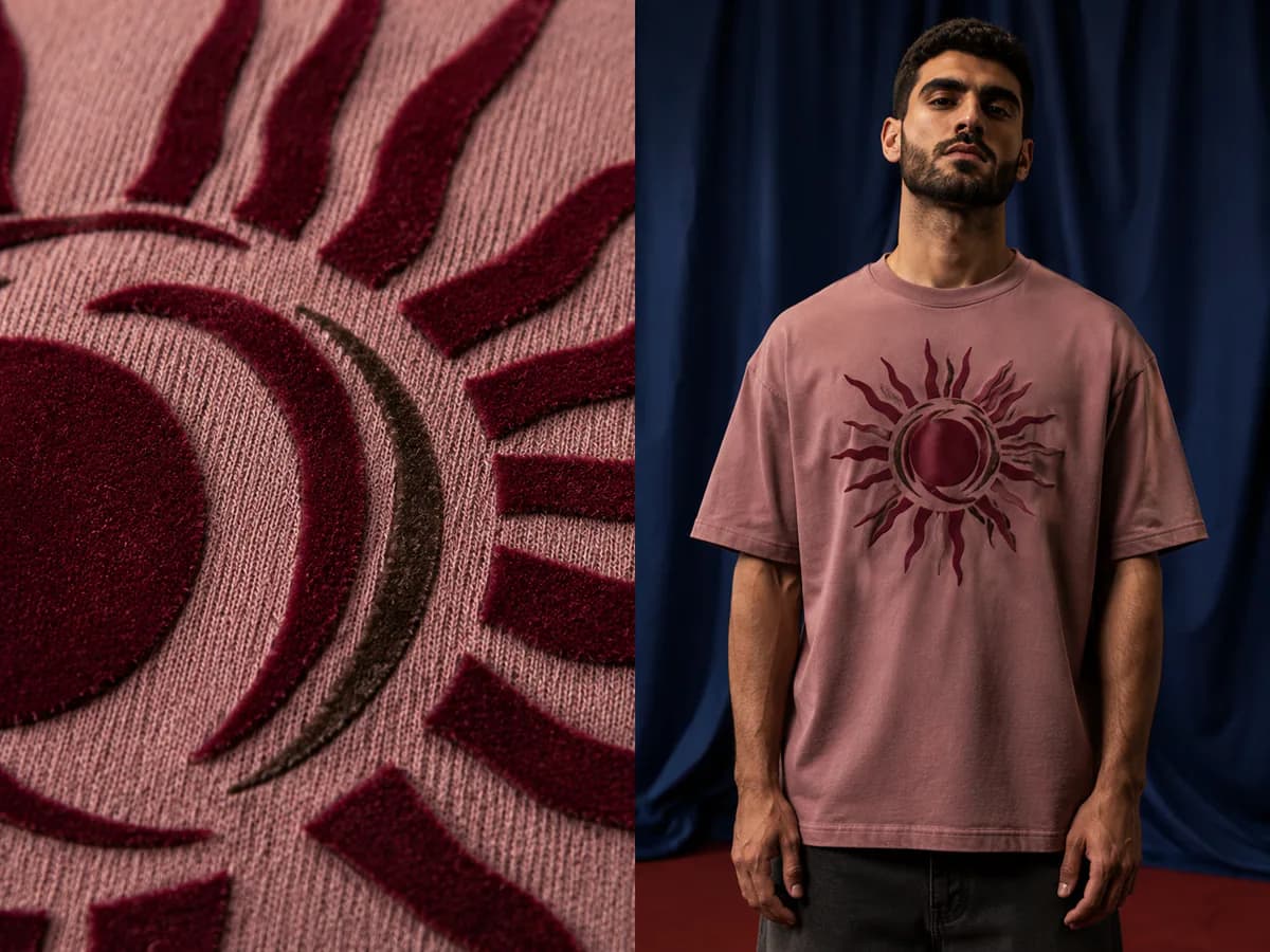 Flocking applied on a T-shirt