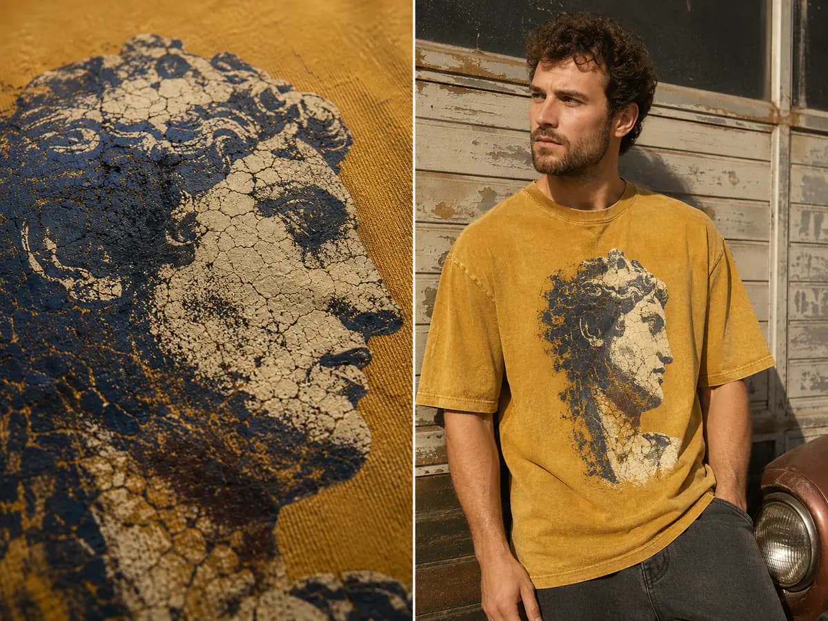 Distressed / Crackle Printing applied on a T-shirt