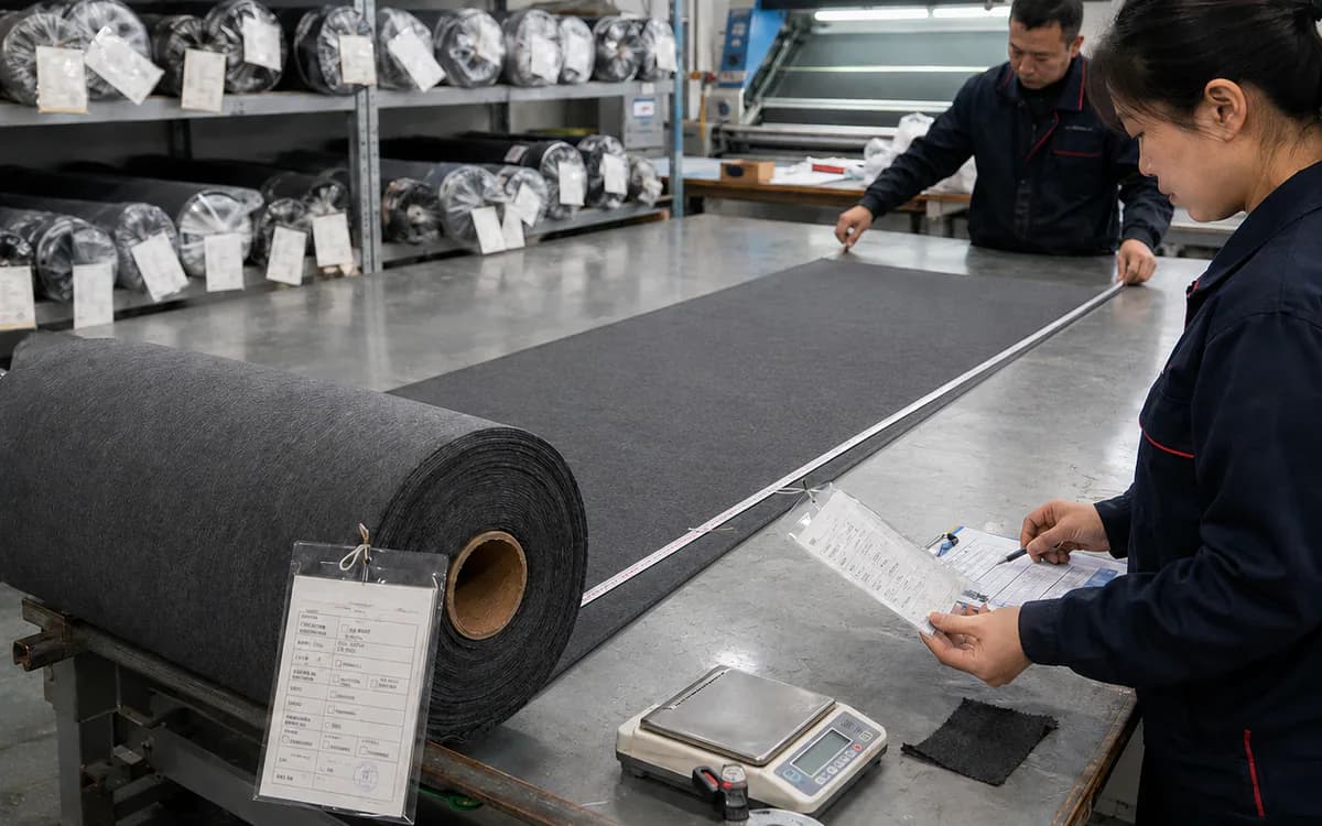 Illustration of full-roll fabric measurement, inspection and specification review