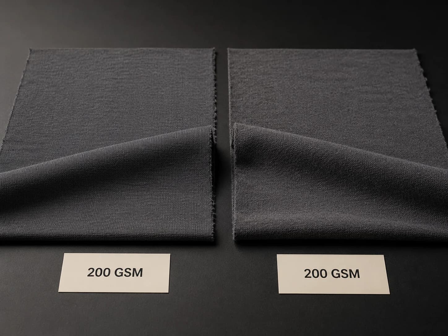 Two 200 GSM T-shirt fabrics with different texture and density