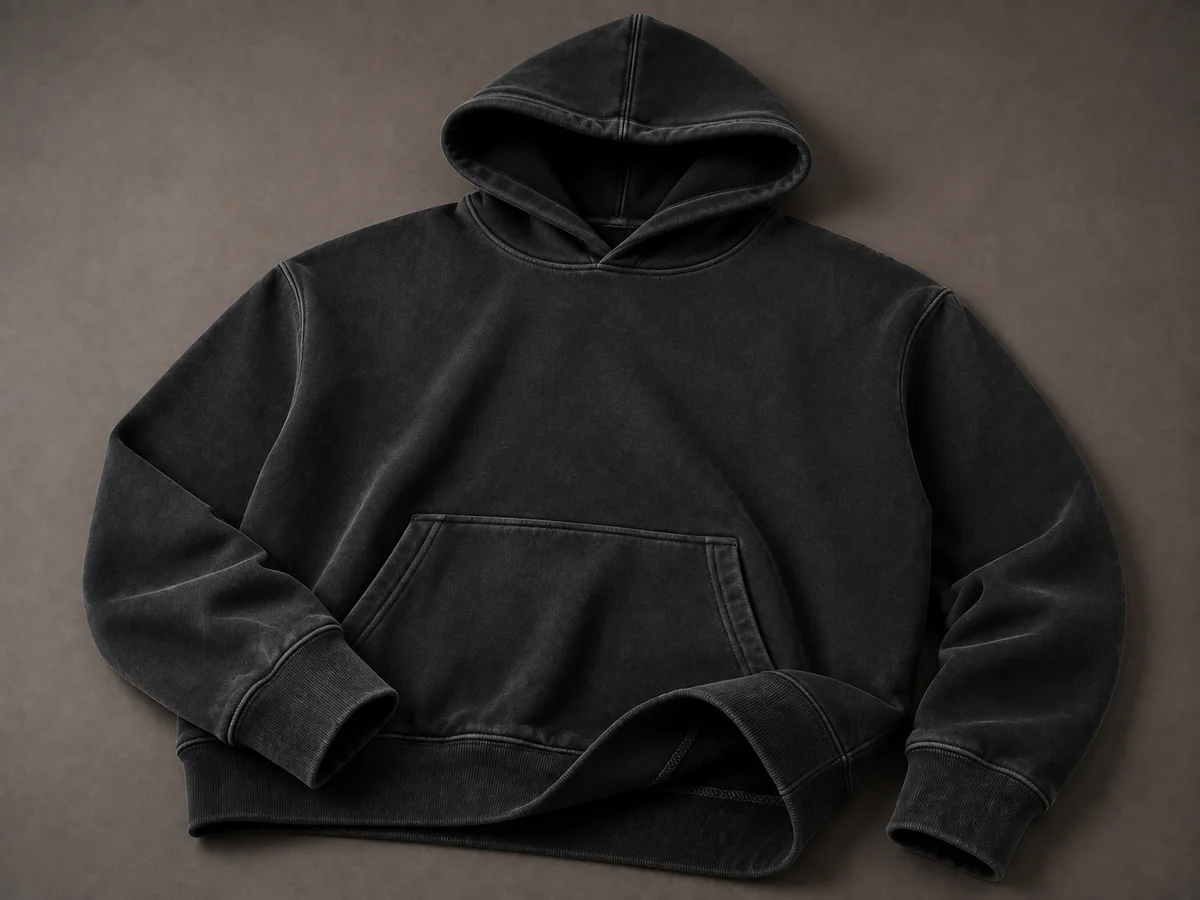Pigment-Dyed Direction hoodie colour and wash effect