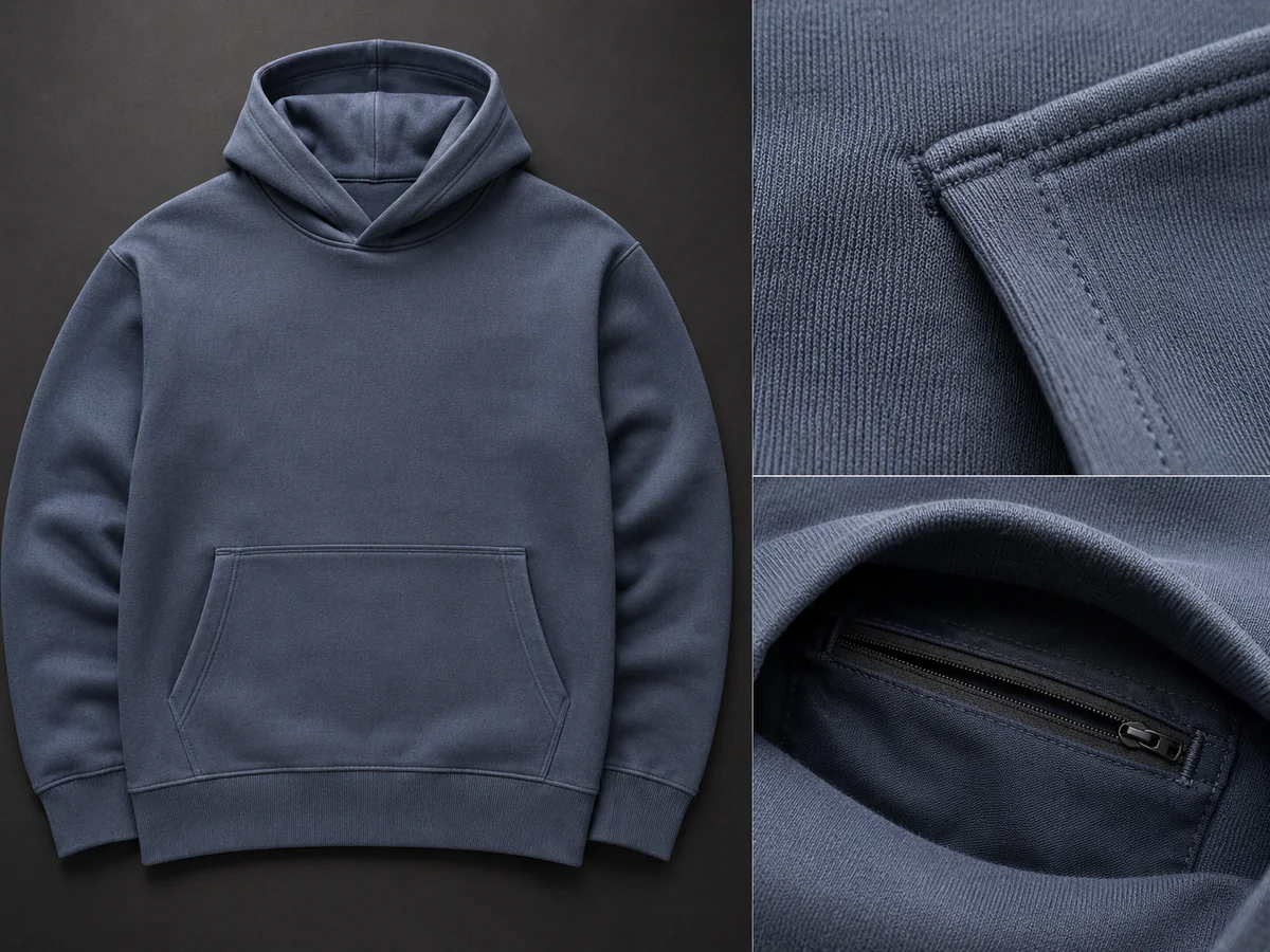 Pockets hoodie construction detail