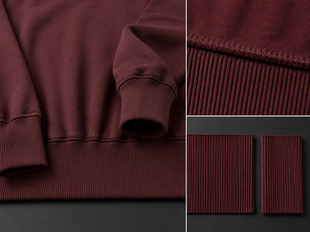 Rib & Hem hoodie construction detail