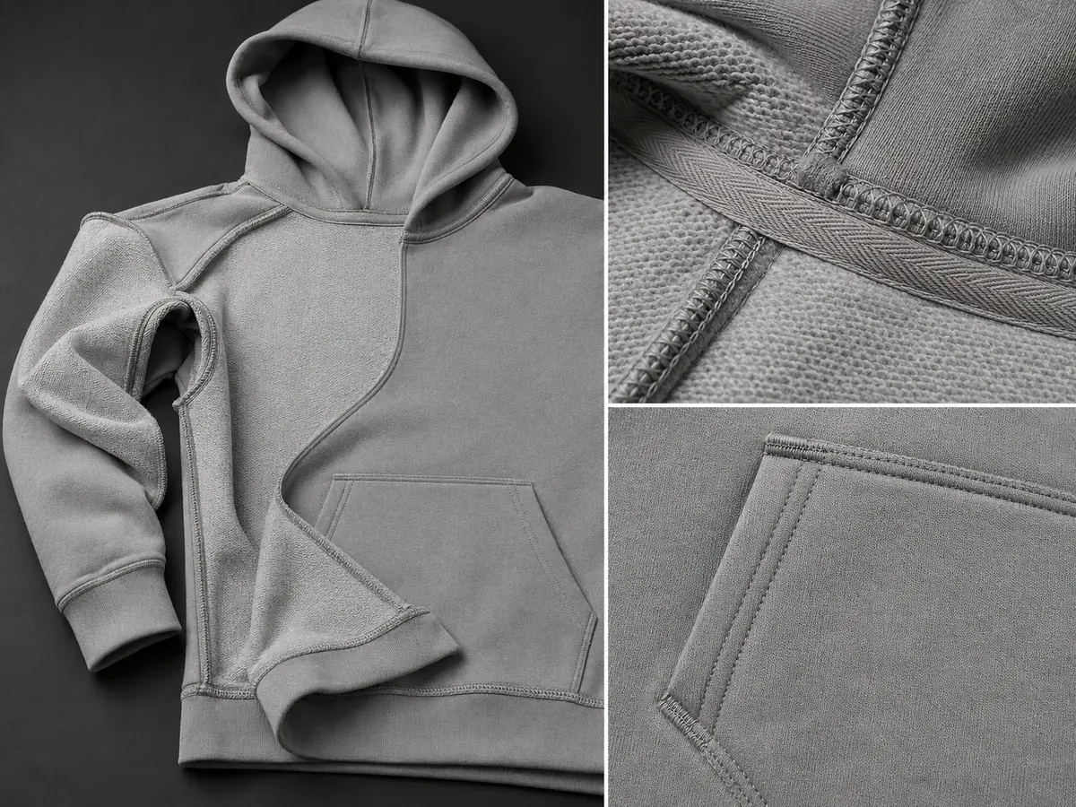 Seams & Reinforcement hoodie construction detail