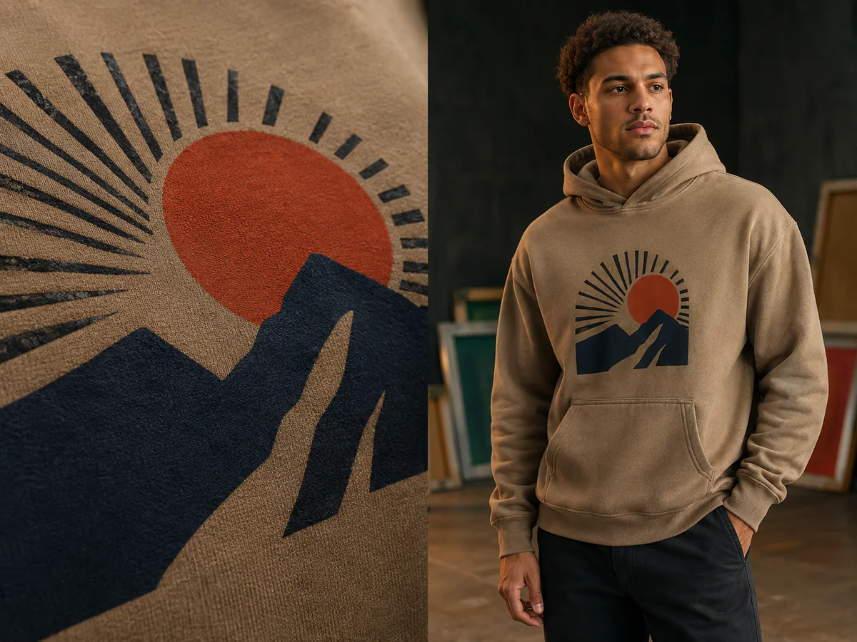Screen Printing applied on hoodie