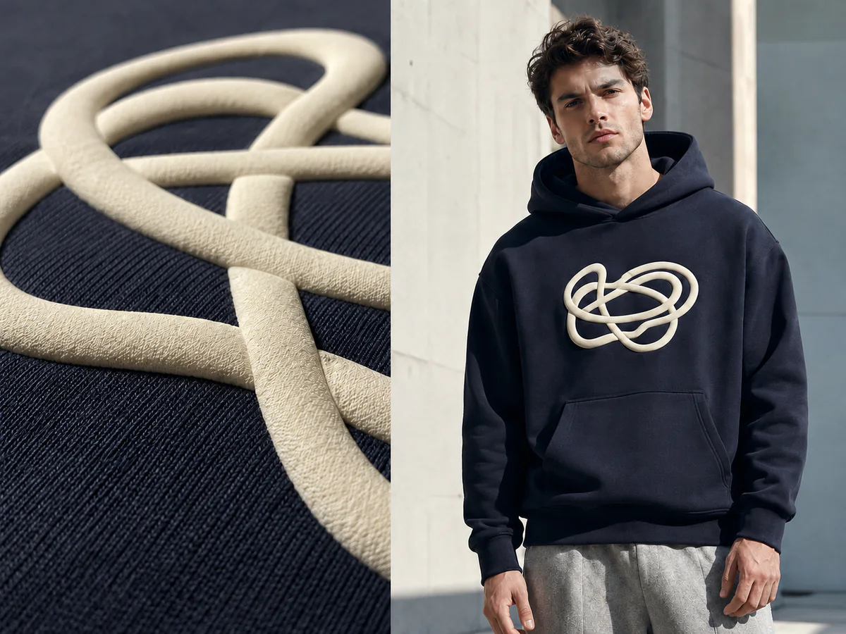 Puff / Raised Printing applied on hoodie