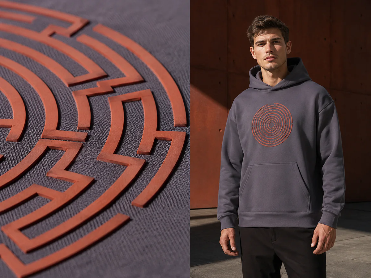 High-Density / Silicone Printing applied on hoodie