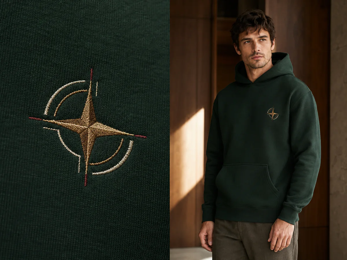 Flat Embroidery applied on hoodie