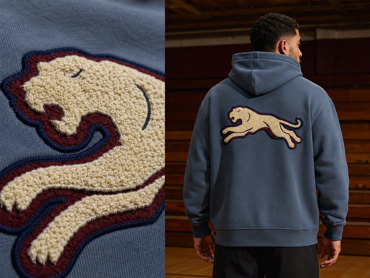 Appliqué / Chenille applied on hoodie