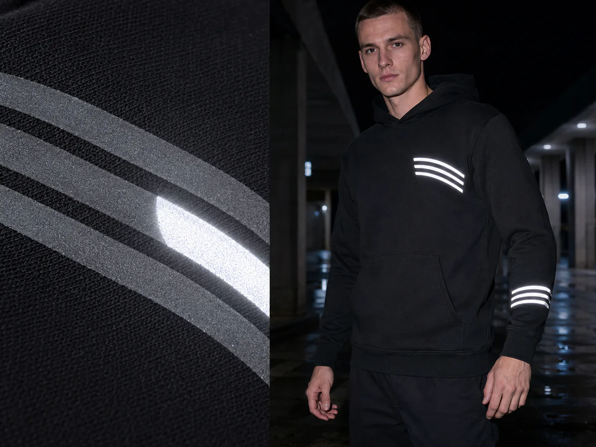 Heat Transfer / Reflective Details applied on hoodie
