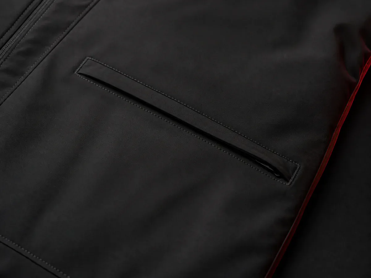Outerwear welt pocket construction detail