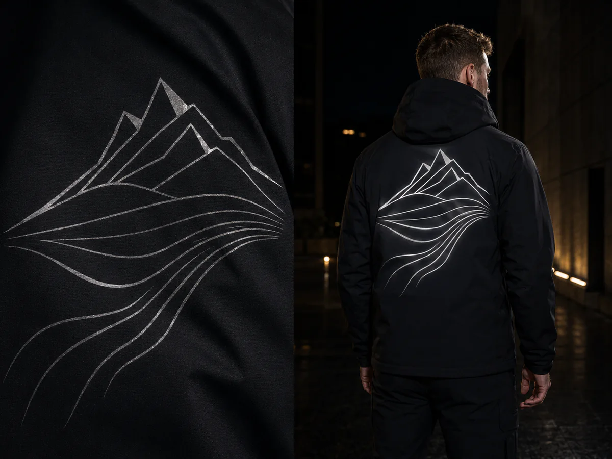 Heat Transfer / Reflective Effect applied to custom outerwear
