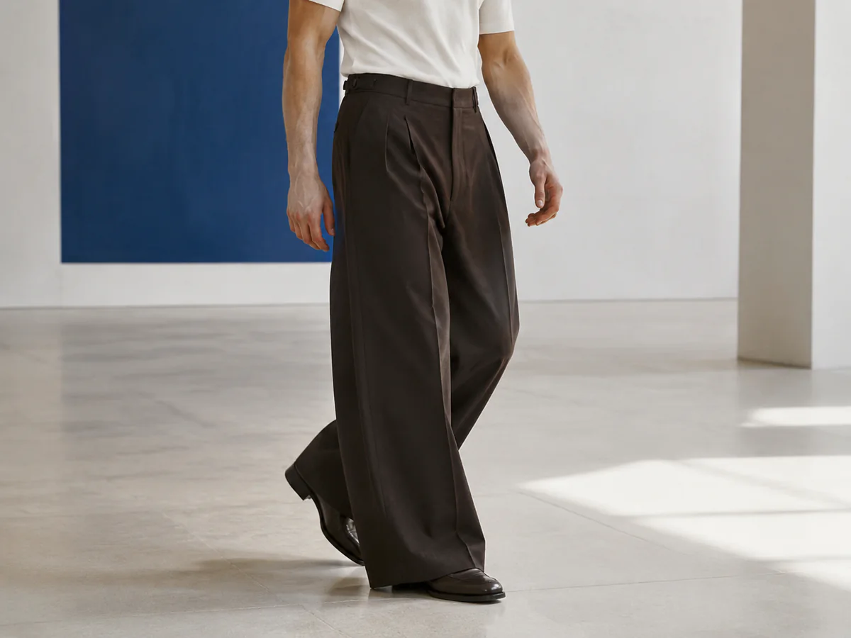 Baggy wide-leg pants with relaxed streetwear silhouette