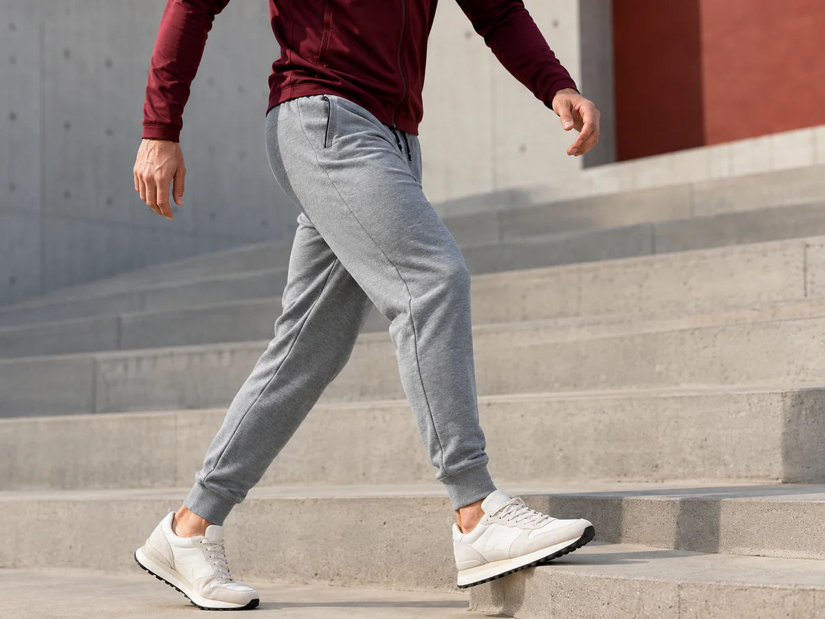 Jogger sweatpants with elastic cuff and drawcord waist