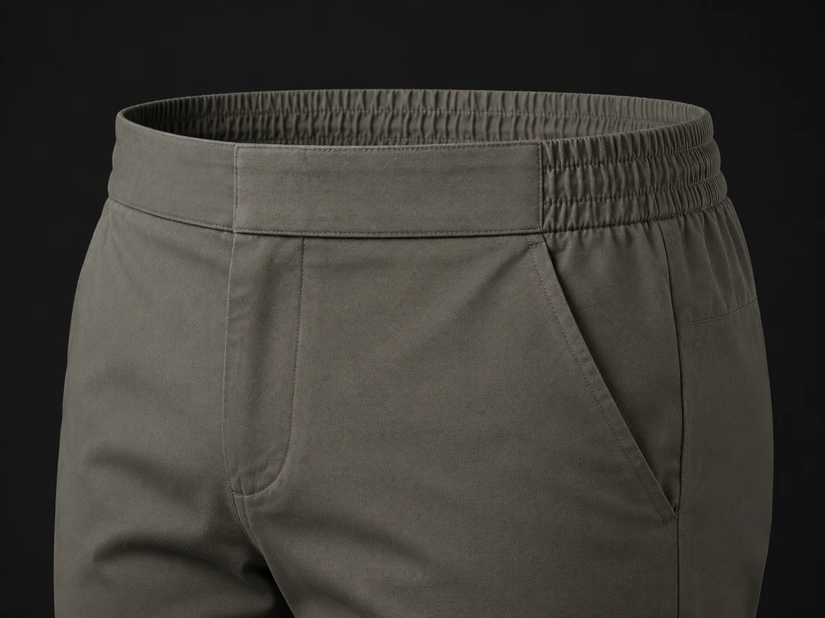 Half-Elastic Waistband pants waistband construction detail