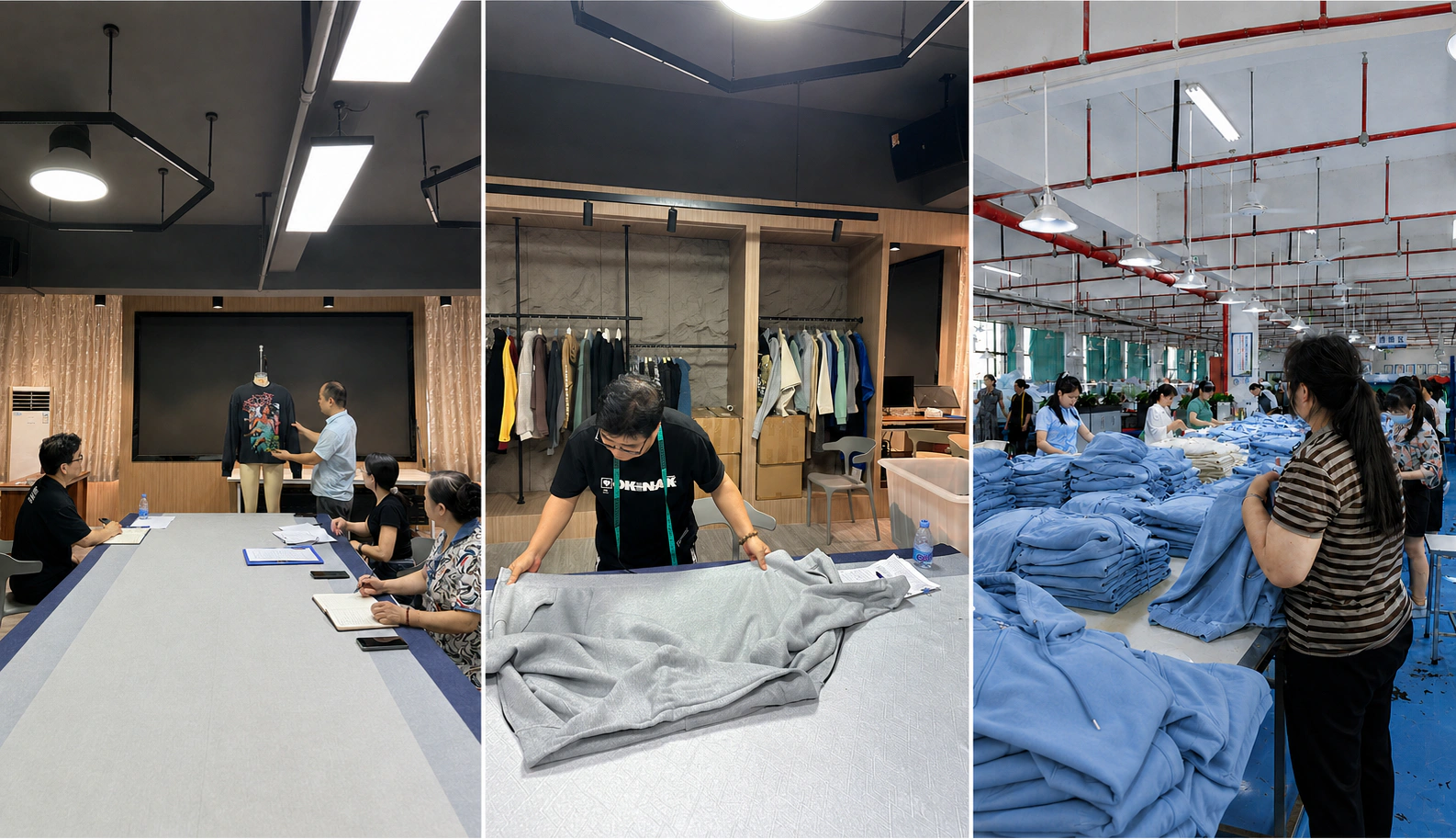 Kaouyou pre-production meeting, in-process QC spot check and final garment inspection